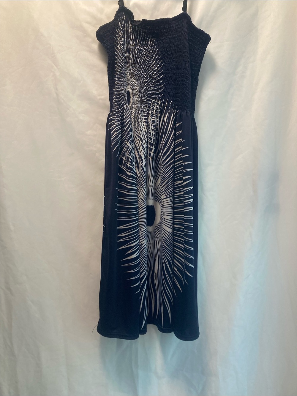 Shoreline Black Midi Dress with White Radiant Print ONE SIZE FIT MOST